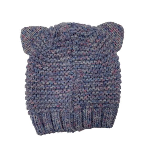 Gap Kids Purple Knit Kitten Beanie Toboggan Winter Cat Hat Girls Small - Picture 3 of 4